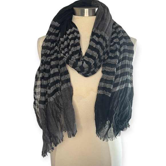 PASHMINA Black & Gray Striped - Picture 1 of 5